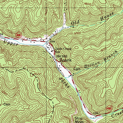 Topographic Map of Roark Post Office, KY