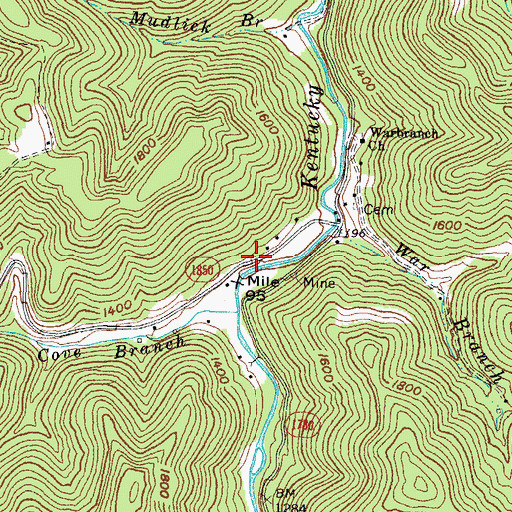 Topographic Map of Rye Cove School (historical), KY