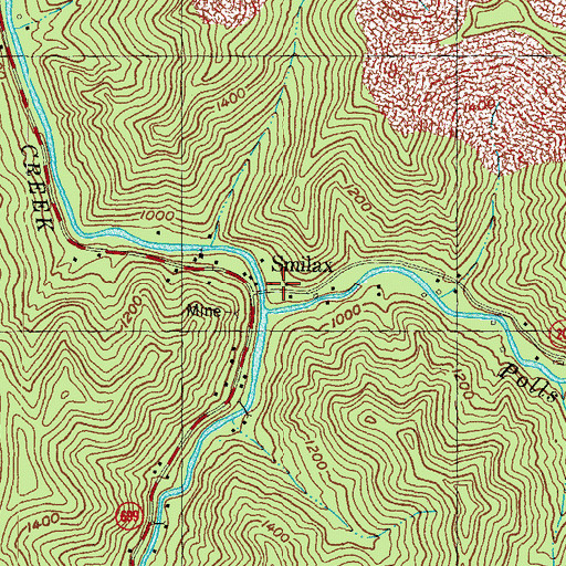 Topographic Map of Smilax Post Office, KY