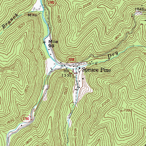 Topographic Map of Spruce Pine School (historical), KY