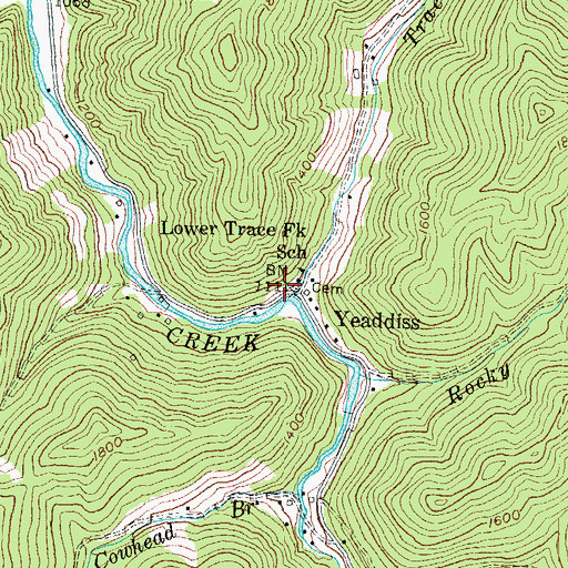 Topographic Map of Trace Fork Post Office (historical), KY