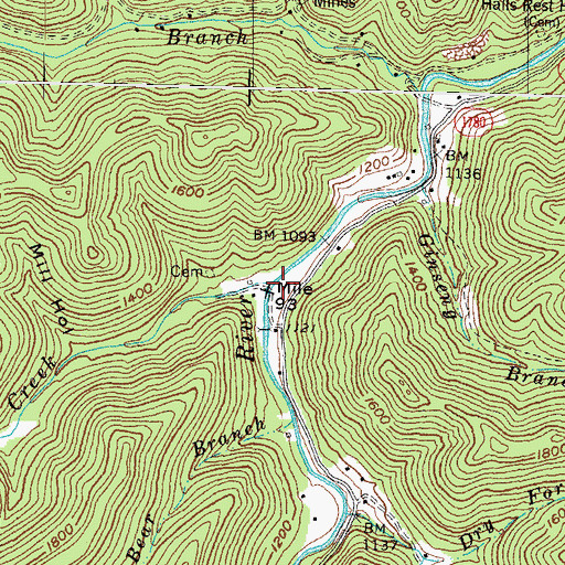 Topographic Map of War Branch Post Office, KY