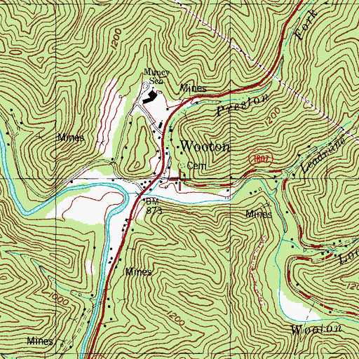 Topographic Map of Wooten Post Office (historical), KY