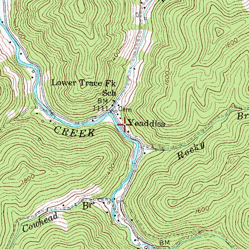 Topographic Map of Yeaddiss Post Office, KY
