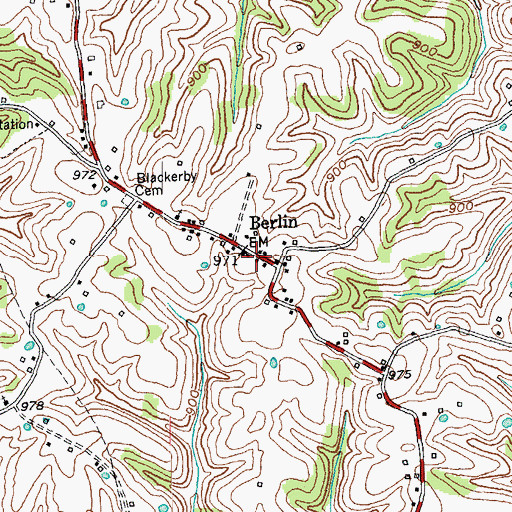 Topographic Map of Berlin Post Office (historical), KY