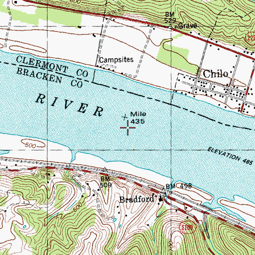 Topographic Map of Camp Anthony Meldahl Lock and Dam Ohio River, KY