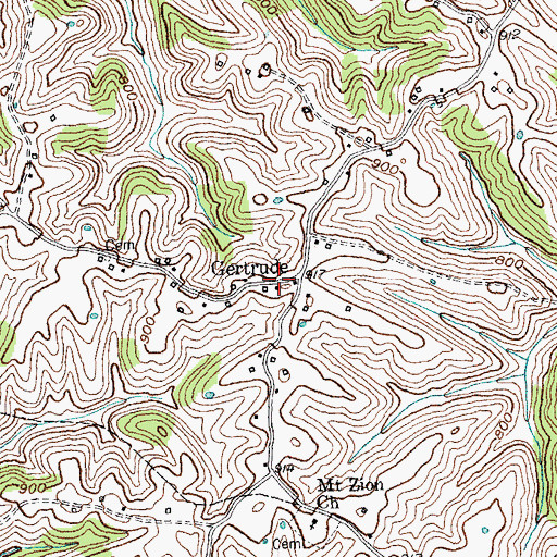 Topographic Map of Gertrude Post Office (historical), KY
