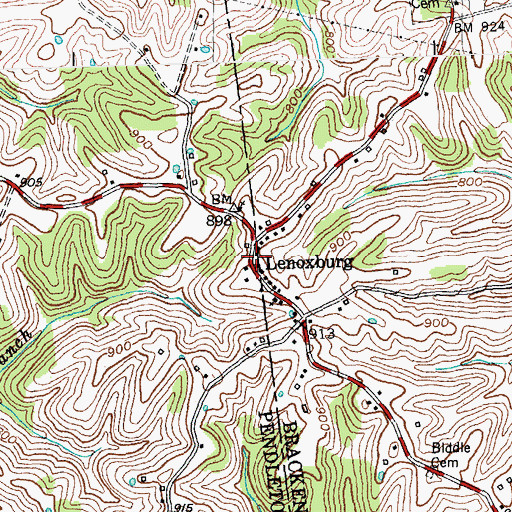 Topographic Map of Lenoxburg Post Office (historical), KY