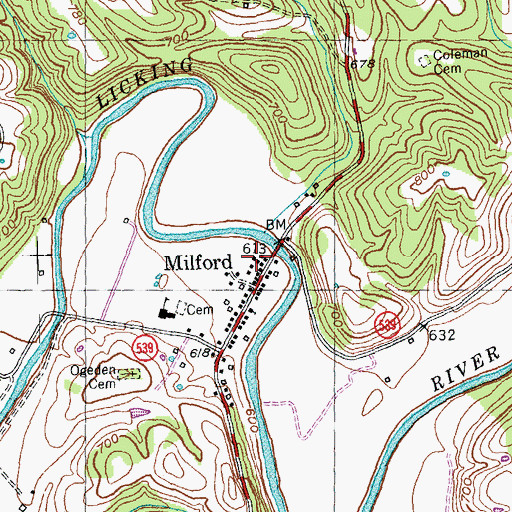 Topographic Map of Milford Post Office (historical), KY