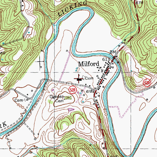 Topographic Map of Milford School (historical), KY