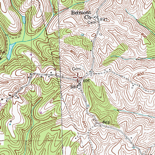 Topographic Map of Mount Hope Post Office (historical), KY