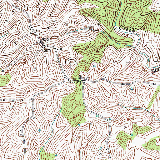 Topographic Map of Oakland Church, KY