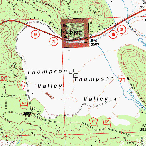 Topographic Map of Thompson Valley, CA