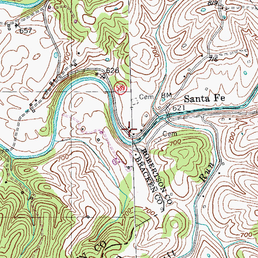 Topographic Map of Sante Fe School (historical), KY