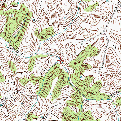 Topographic Map of Wilcox Branch, KY
