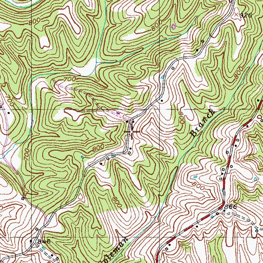 Topographic Map of Willow Baptist Church, KY