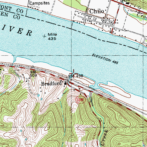 Topographic Map of Bradford Post Office (historical), KY