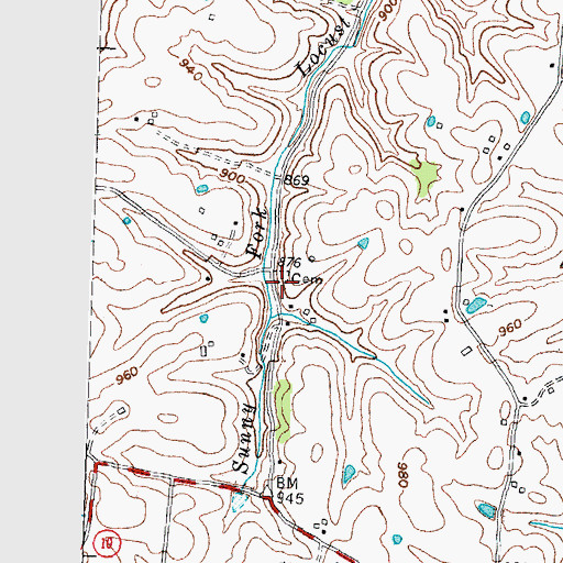 Topographic Map of Hillsdale Post Office (historical), KY