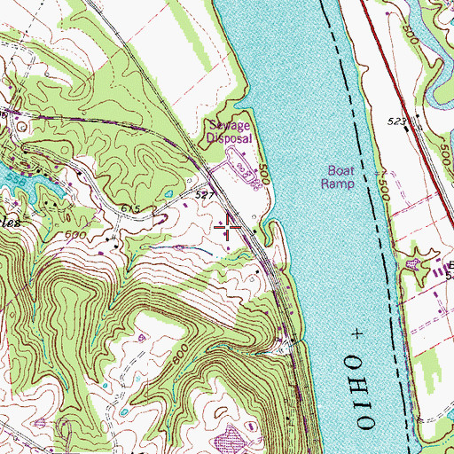 Topographic Map of Brashears Railroad Station (historical), KY