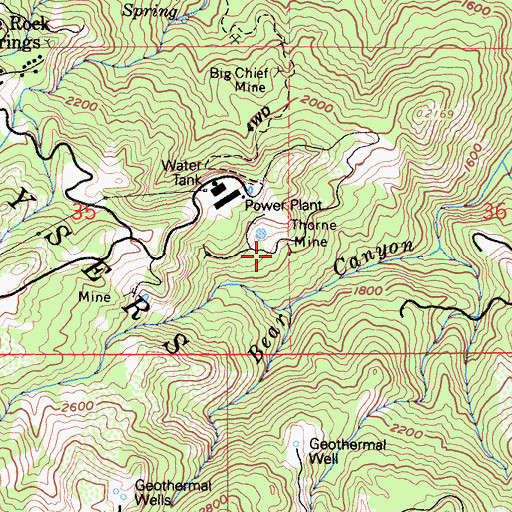 Topographic Map of Thorne Mine, CA