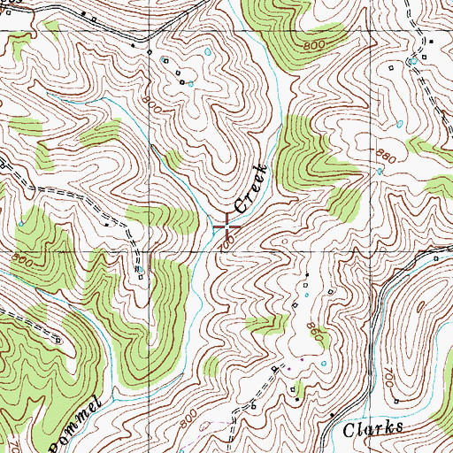 Topographic Map of Mastins Mill, KY