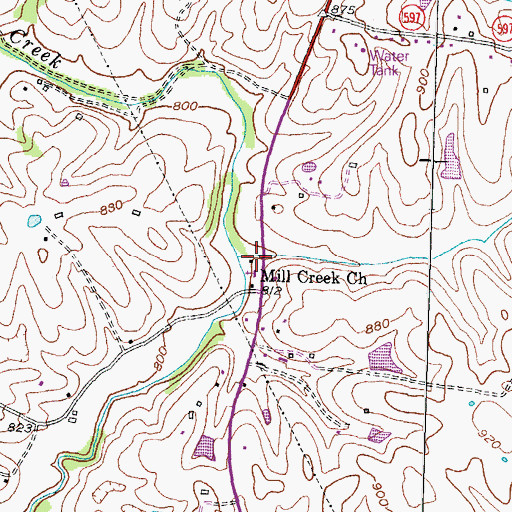 Topographic Map of Mill Creek Post Office (historical), KY