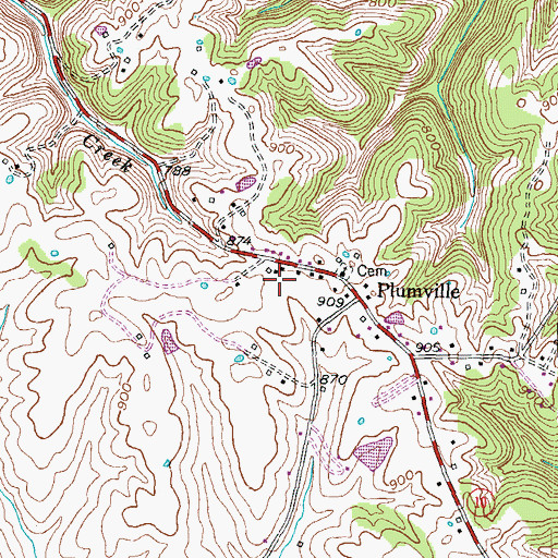 Topographic Map of Plumville Post Office (historical), KY