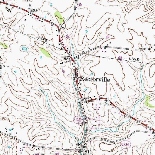 Topographic Map of Rectorville Post Office (historical), KY