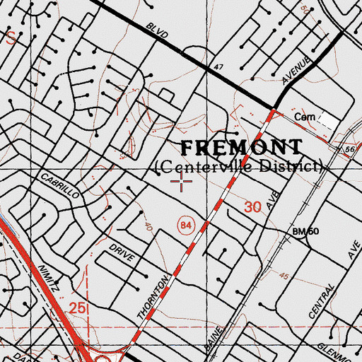 Topographic Map of Thornton Junior High School, CA