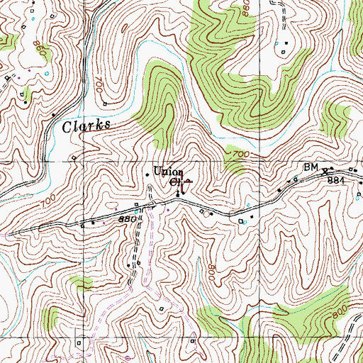 Topographic Map of Union Church, KY