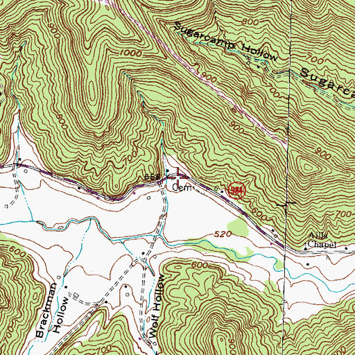 Topographic Map of Aills Cemetery, KY