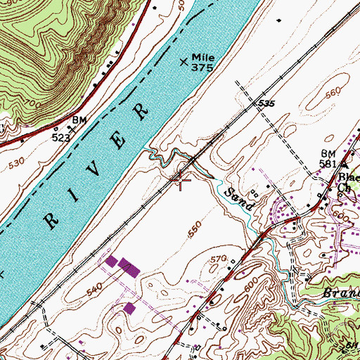 Topographic Map of Buena Vista Cabin Railroad Station (historical), KY