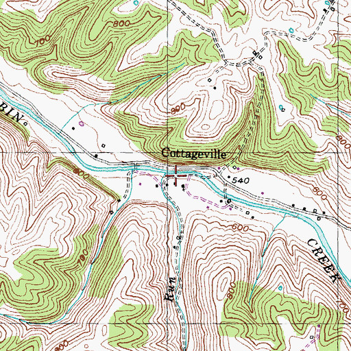 Topographic Map of Cabin Creek Post Office (historical), KY