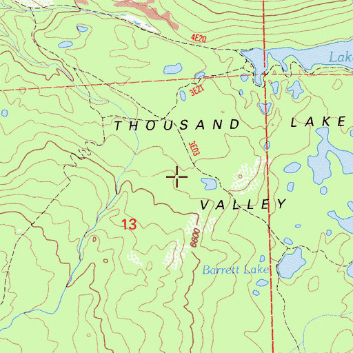 Topographic Map of Thousand Lakes Valley, CA
