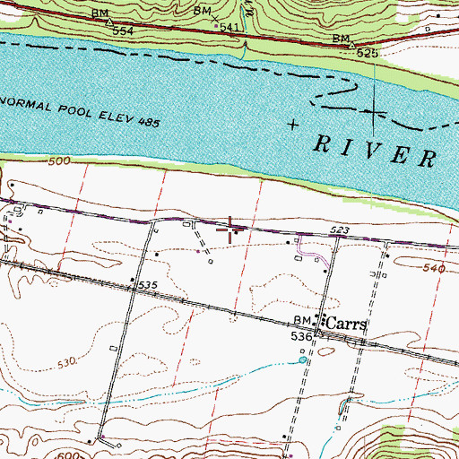 Topographic Map of Carrs School (historical), KY