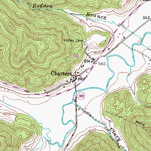 Topographic Map of Charters Post Office (historical), KY