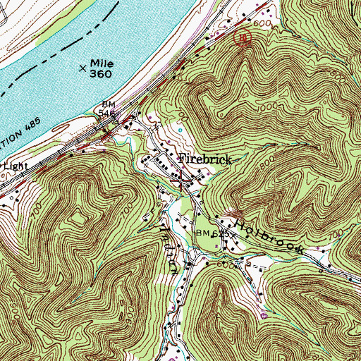 Topographic Map of Firebrick Post Office (historical), KY