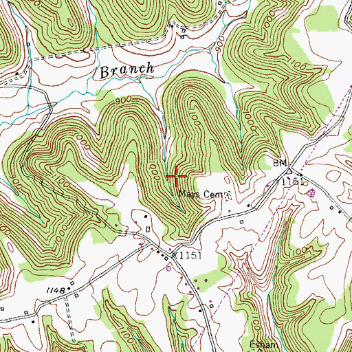 Topographic Map of Fruit Hill Post Office (historical), KY