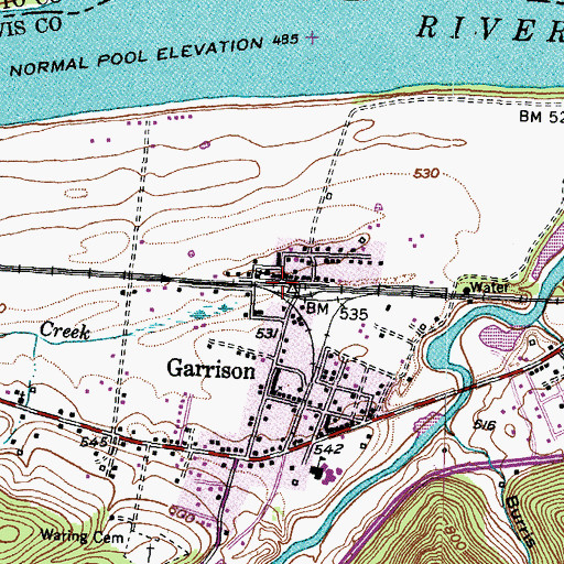 Topographic Map of Garrison Railroad Station (historical), KY