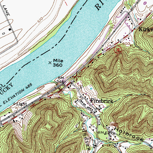 Topographic Map of Glen Railroad Station (historical), KY