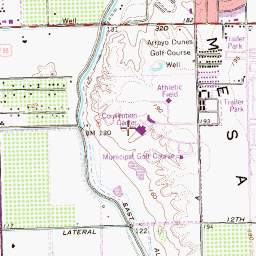 Topographic Map of Yuma Civic and Convention Center, AZ