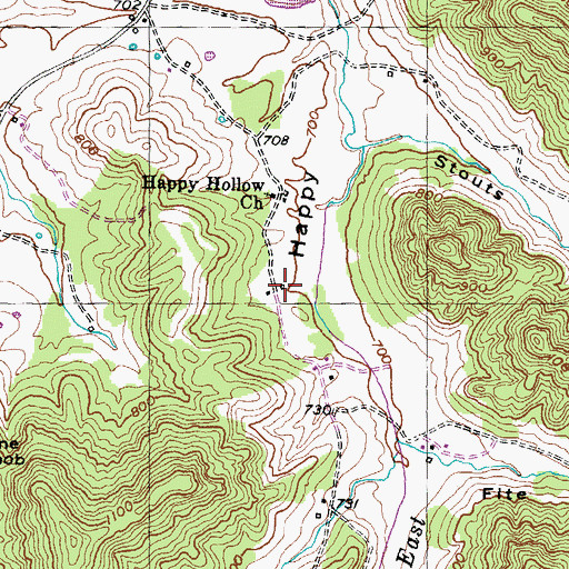 Topographic Map of Happy Hollow School (historical), KY