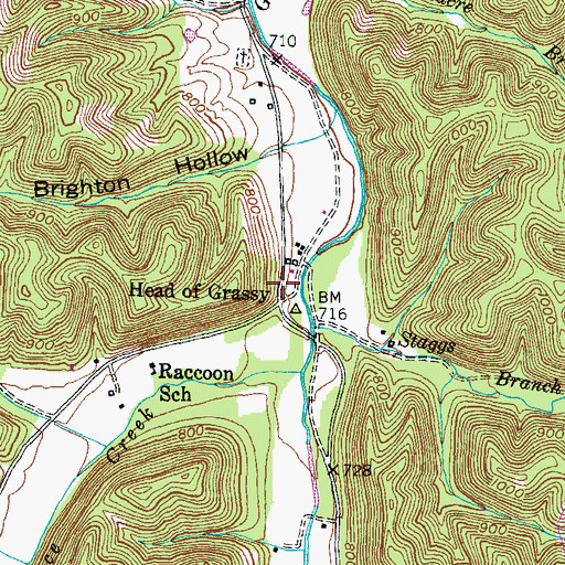 Topographic Map of Head of Grassy Post Office (historical), KY