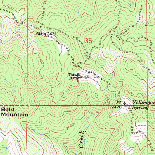 Topographic Map of Thrash Ranch, CA