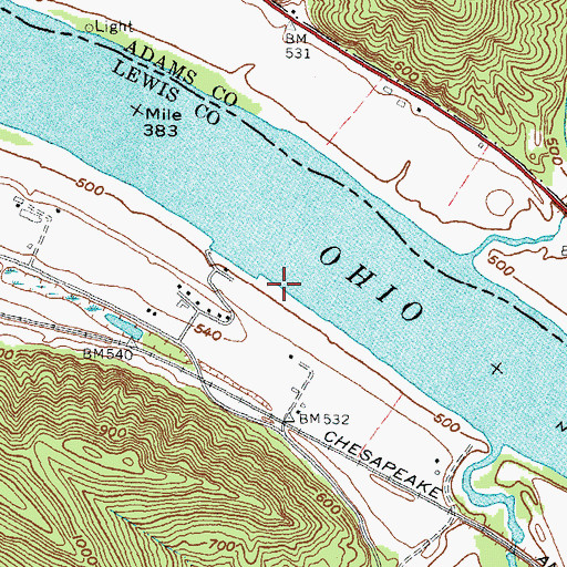 Topographic Map of Meldahls Landing (historical), KY