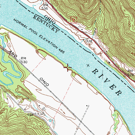 Topographic Map of Moores Landing (historical), KY