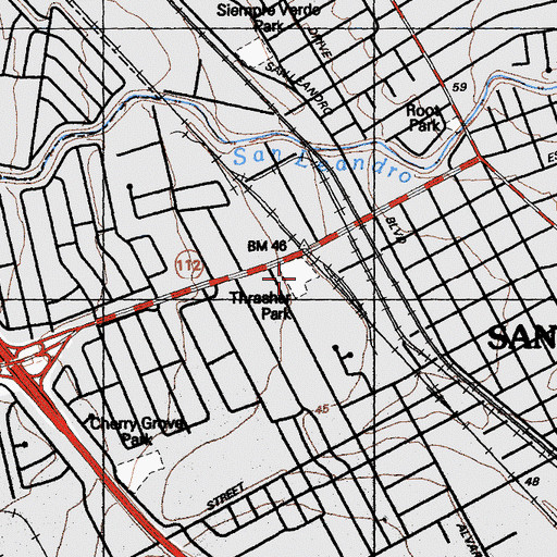 Topographic Map of Thrasher Park, CA