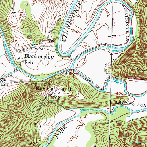 Topographic Map of Mouth of Laurel Post Office (historical), KY