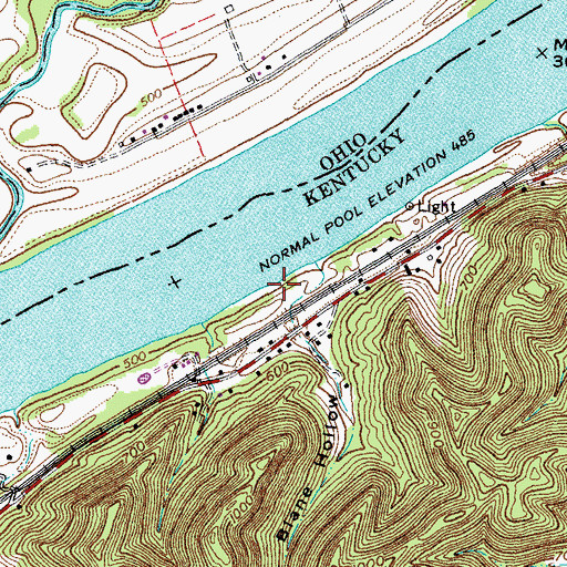 Topographic Map of Pancoast Landing (historical), KY