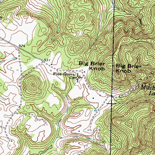 Topographic Map of Pine Grove Cemetery, KY